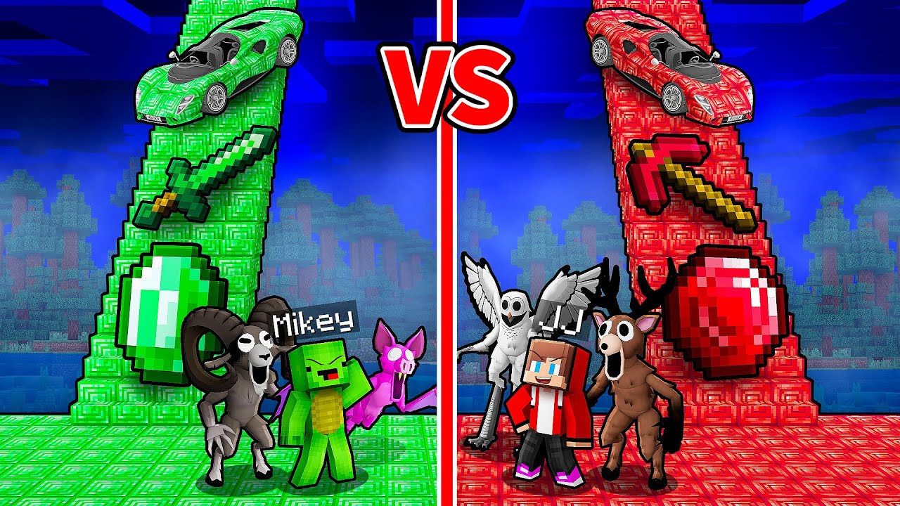 JJ vs Mikey: 99 NIGHTS IN THE FOREST STAIRS BATTLE in Minecraft