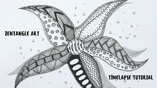 StarFish Zentangle Art/ TIMELAPSE TUTORIAL/INDOCAN sisters
