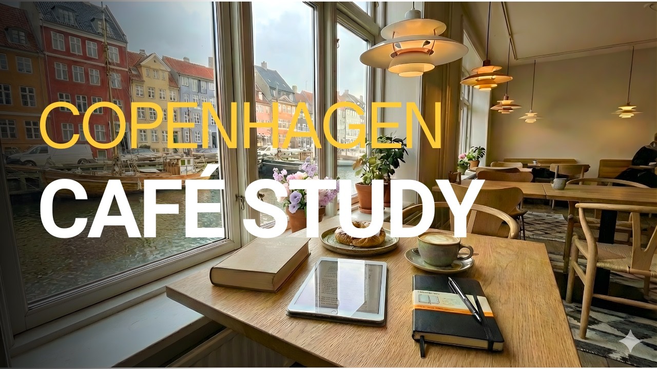 Copenhagen Coffee Shop Study Ambience ☕📚 | Danish Academic Music & Canal Views