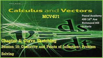 Calculus & Vectors Chap 4 Session 10 Concavity & Points of Inflection Problem Solving MCV4U1 MCV4U