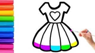 Cute Dress Drawing | How to draw a cute cake with colour easy step by step drawing for beginners