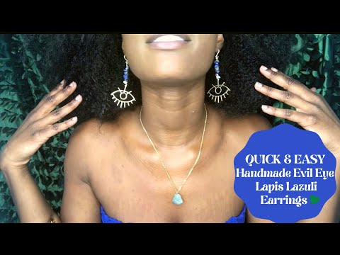 Lapis Lazuli Evil Eye Earrings | Easy DIY Earring Tutorial | Beginner Friendly Trendy & Gold