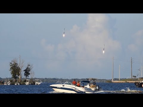 Close Up Footage of Falcon Heavy Launch Through Landing!