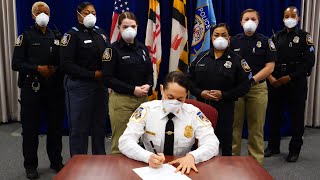Chief Melissa Hyatt Signs Law Enforcement 30x30 Initiative | Baltimore County Police (3/26/21)