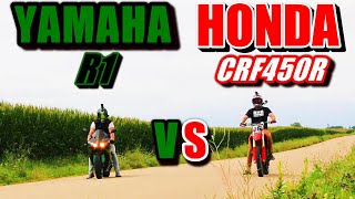 YAMAHA R1 VS. HONDA CRF450R!
