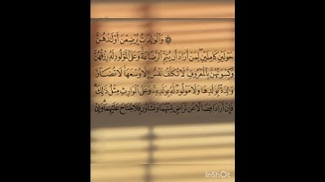 سوره البقره عدد آياتها ٢٨٦ آيه (سوره مدنيه ) الجزء الاول من الآيه ٢٣٣