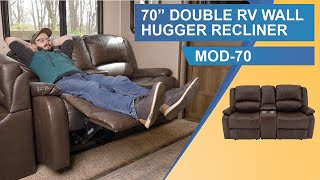 RecPro Charles 70" Double RV Wall Hugger Recliner Sofa with Console