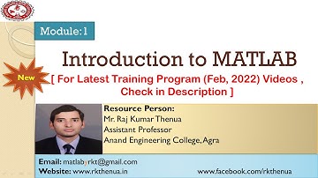 Lecture-1: Introduction to MATLAB in (Hindi/Urdu)