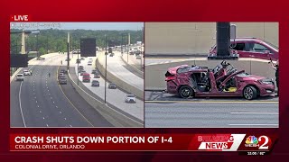 I-4 closed for hours after rollover crash near downtown Orlando