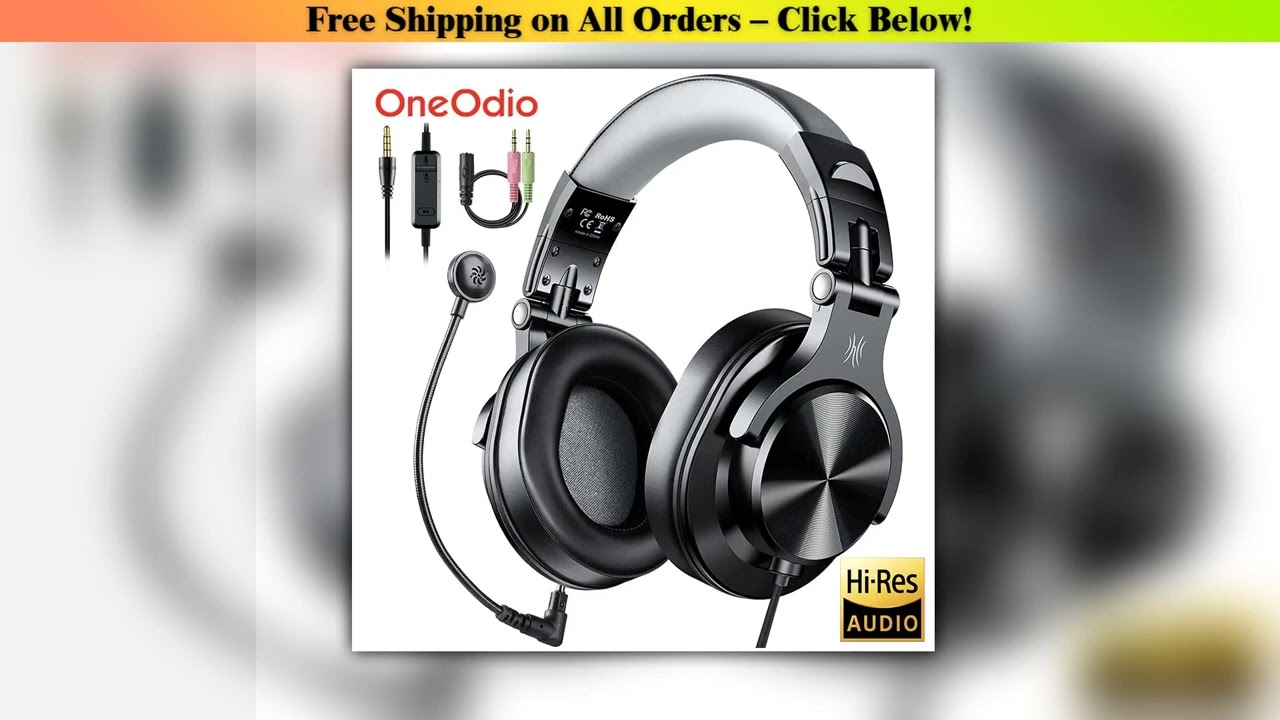 Oneodio A71D Wired Gaming Headset Gamer Over Ear Hi-Res Audio Headphones With Detachable