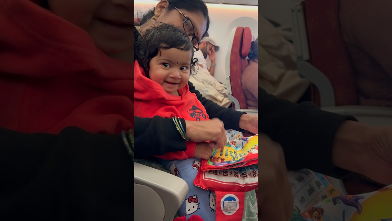 No screen time even during flight journey and engaging baby with books and toys 