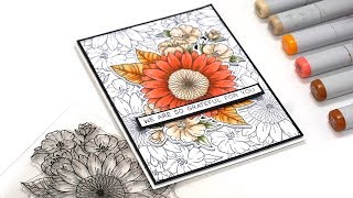 Coloring Heartfelt Thanks Stamp with  Copic Markers by Mindy Baxter