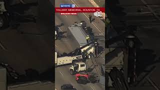 I-10 Katy Freeway westbound at Dairy Ashford shut down after crash involving 18 wheeler and Charger