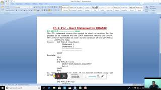 Date-8/12/2020. Class-7. Computer Studies. Ch-9, For-Next Statement in QBASIC. Part-7.