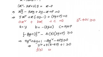 Quadratic Expressions : Find the value of p if (x-p) /( x^2- 3x+2) takes all real values