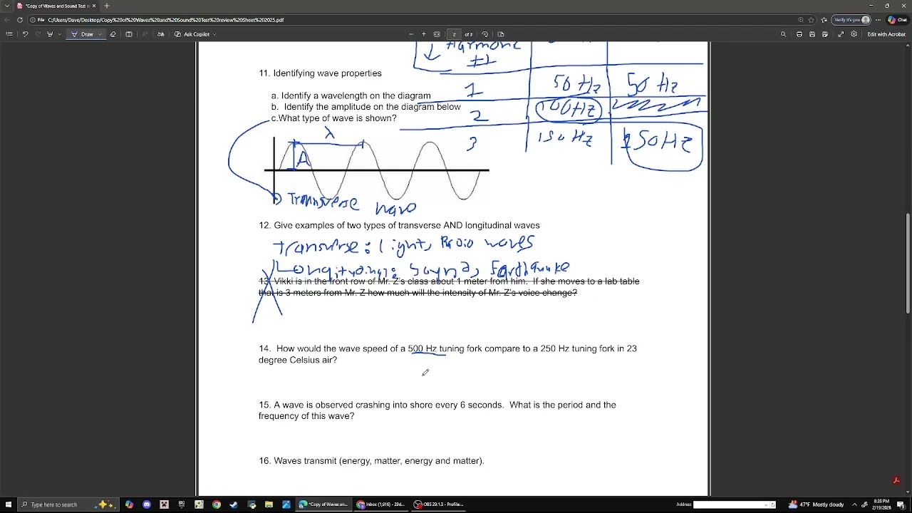Physics 2B Waves & Sound Test Review
