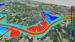 Delft3D FM - Meuse River, using the new DFX-tool, a 3D Interactive Viewer