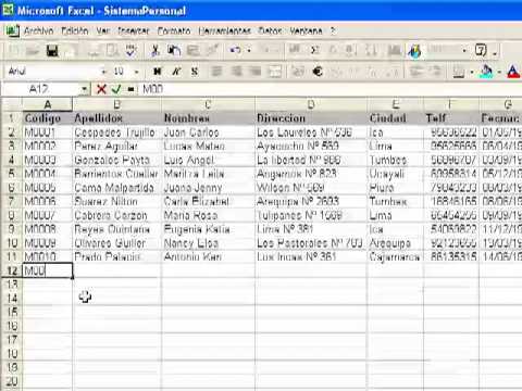 sistema personal empleados dinamico en excel youtube control de asistencia en excel para empleados