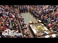 Brexit: chants of 'shame' as suspension of parliament descends into chaos – watch live