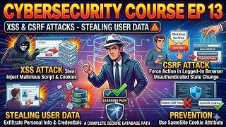 XSS &amp; CSRF Attacks Explained 😱 | How Hackers Steal User Data | Cyber Security Ep 13 (Telugu)