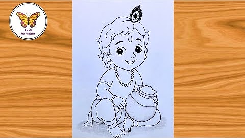 Lord Krishna with makhan| krishna ji drawing| chitra 
