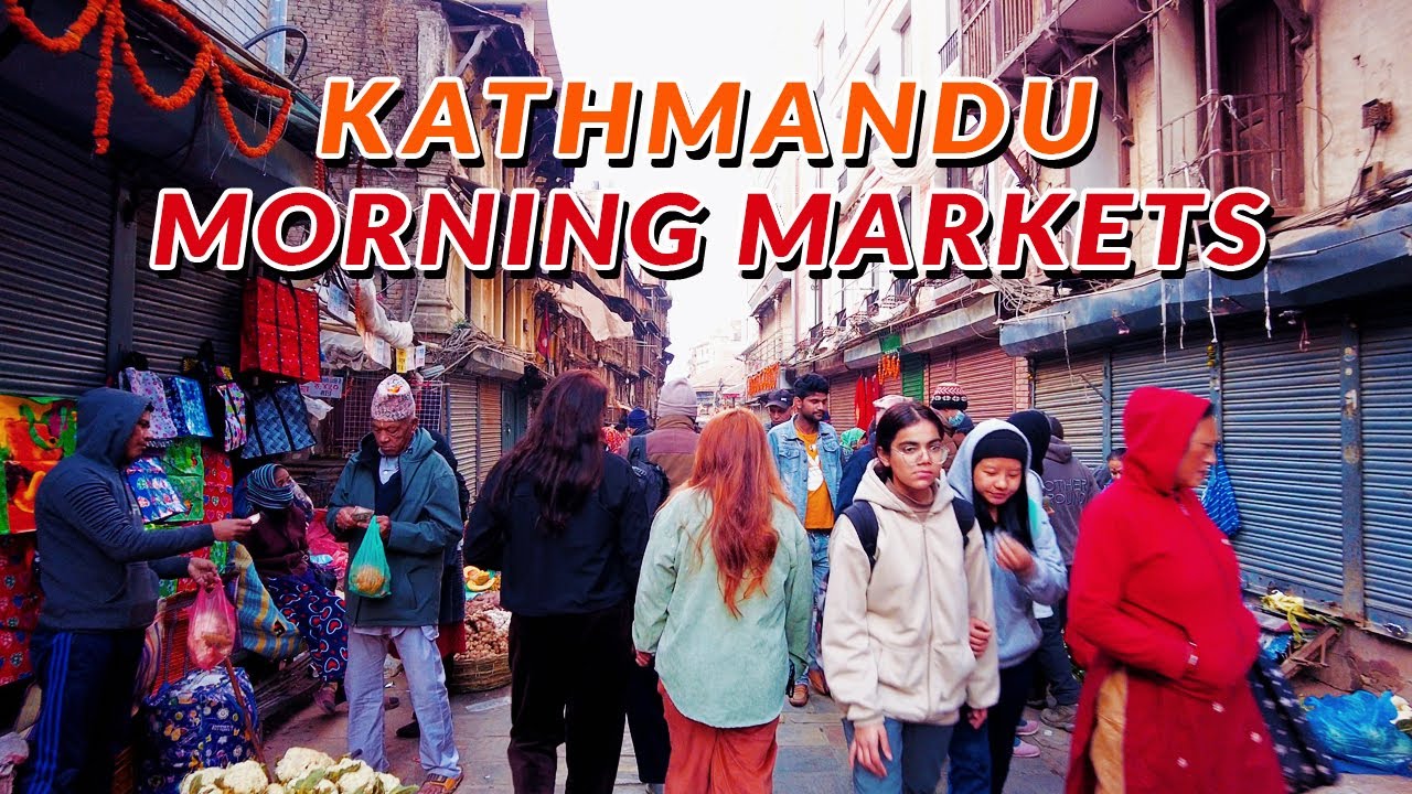 Kathmandu City Morning Markets in Historic Old Towns | Chinese Streamers in Kathmandu Markets | 4K