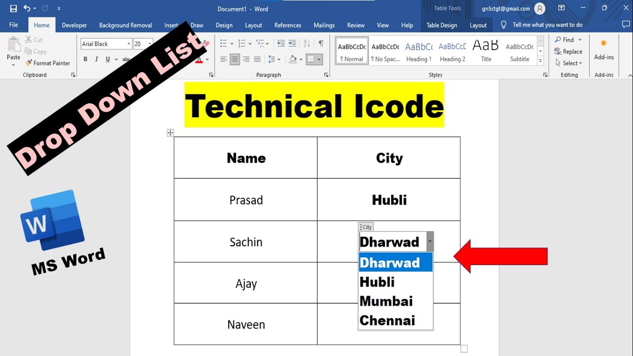 How To Create Drop Down List In MS Word In Hindi | Drop Down List Kaise ...