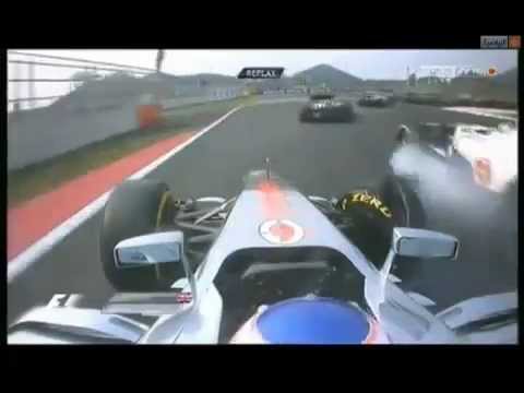 Jenson Button Kamui Kobayashi Accident Korea 12 Youtube