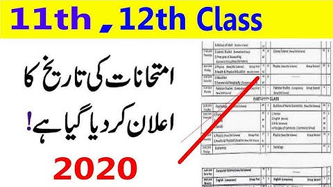 12th Class Date Sheet 2020 | 2nd Year Date Sheet 2020 | FSC Date Sheet 2020 intermediate Date Sheet