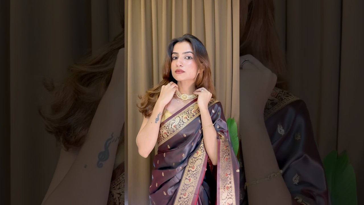 Dual Tone Red Saree Styling ✨ | Diwali Festive Look 2025 🪔 | Elegant Saree GRWM