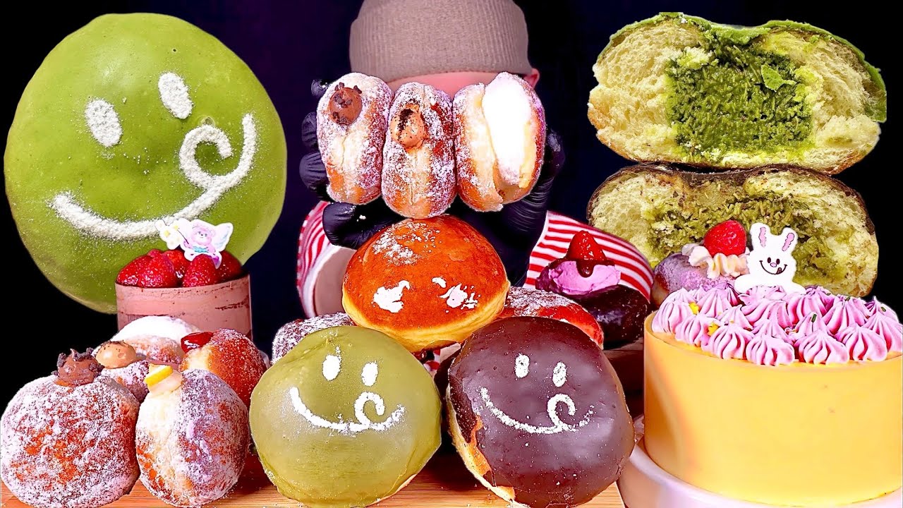 노티드수혈😋말차 초코 딸기크림 도넛 생딸기초코 케이크 먹방~! Chocolate Strawberry Green Tea Doughnuts Chocolate Cake MuKBang~!