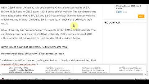 Utkal University +3 first semester result for BA, B.Com & B.Sc released, check here
