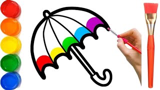 How to Draw umbrella drawing, Painting and Coloring for Kids & Toddlers | Draw, Paint and Learn