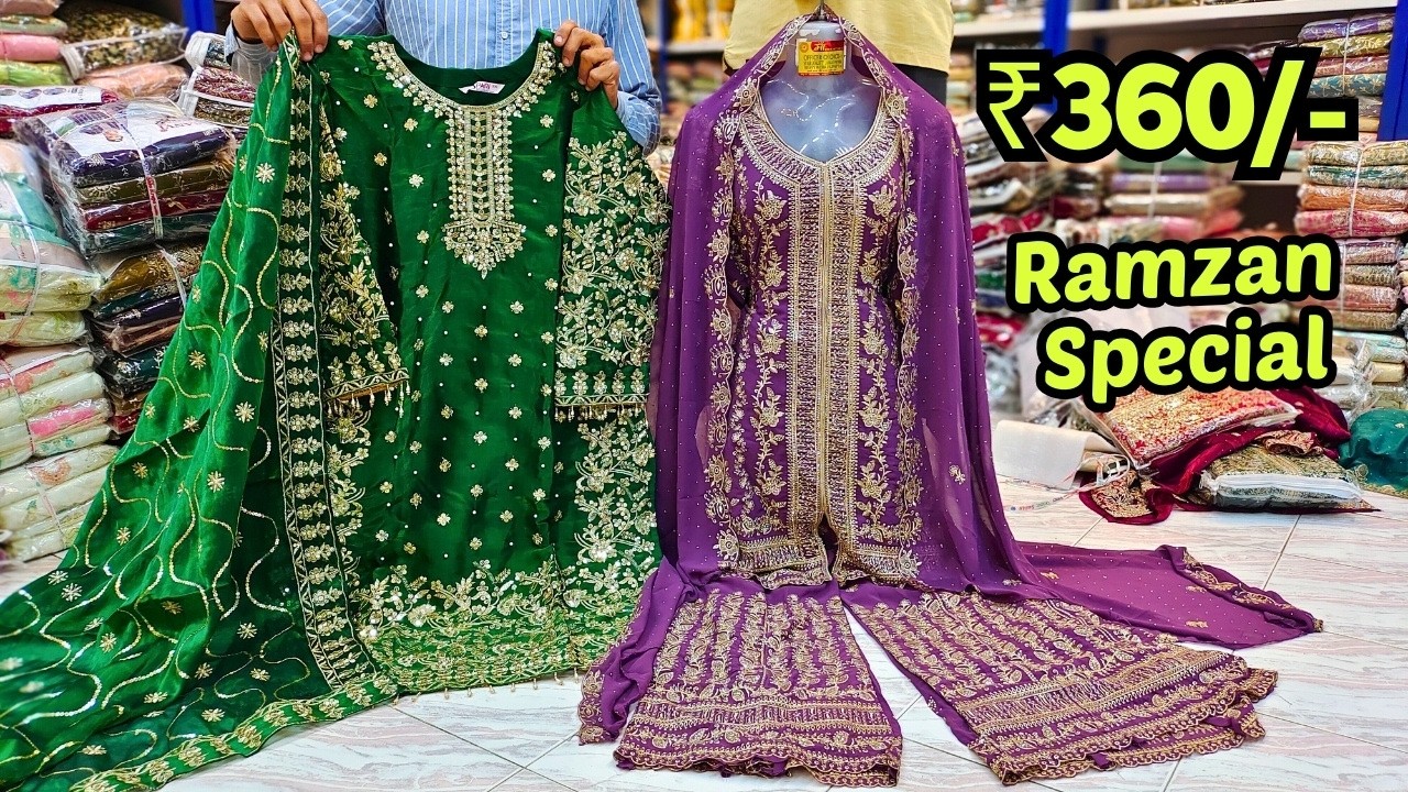 Ramzan Special Wholesale Dress Material Fendi Silk, Russian Plazo, Crunchy Crush
