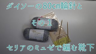 ダイソーの80cm輪針とセリアのミュゼで編む靴下