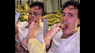 She Feeding Him With Her Feether Feet Is The Best Pillowthe Cat Likes Her Anklethappy New Year