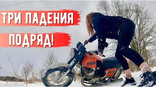 На ИЖ Юпитер-5 по заснеженному полю!