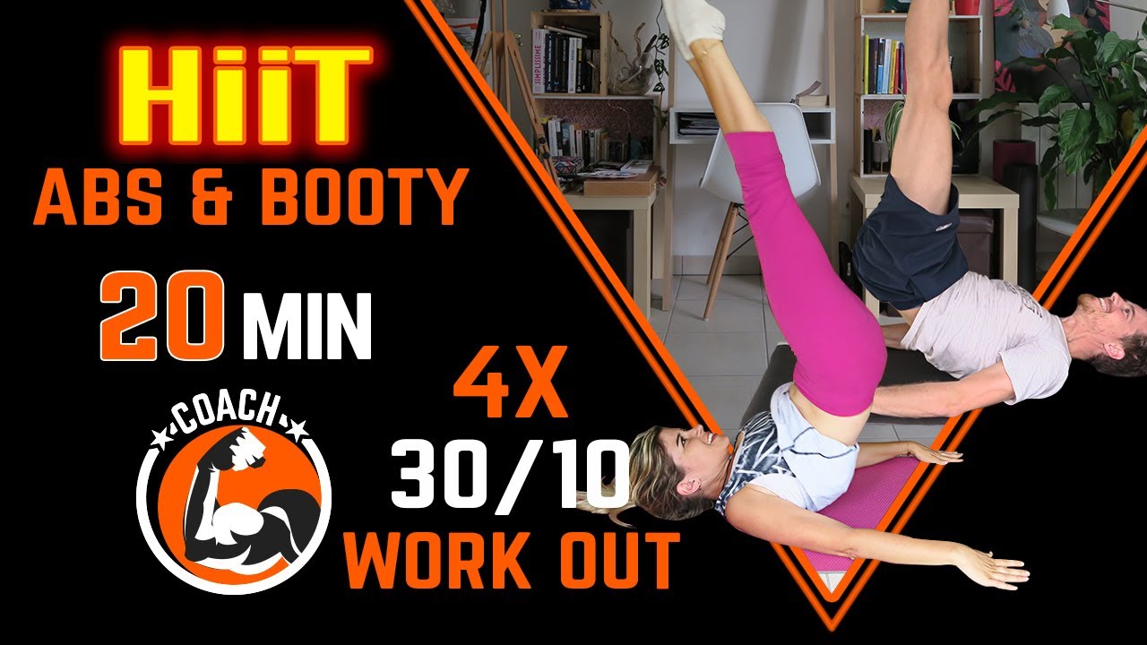 20 Min ABS and BOOTY Workout 4 X Tabata 30/10 No Equipment by