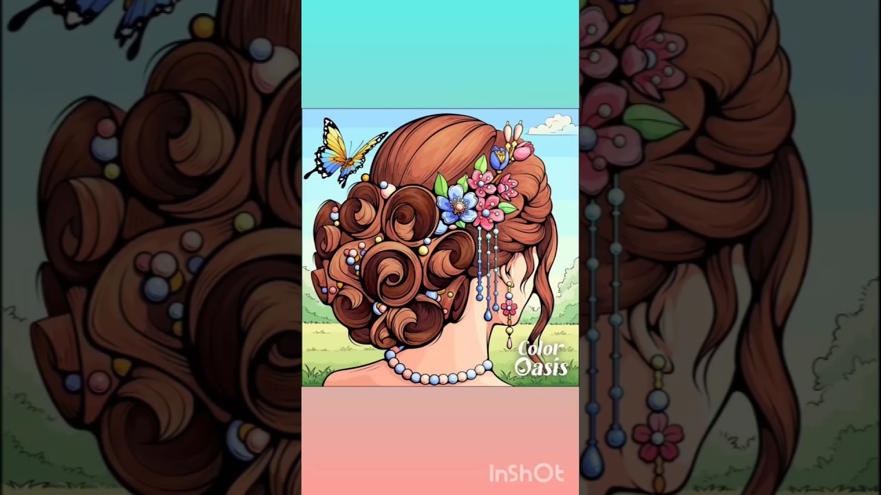 Spring Time Floral Bun Hairstyles | Color Oasis - Paint By Number