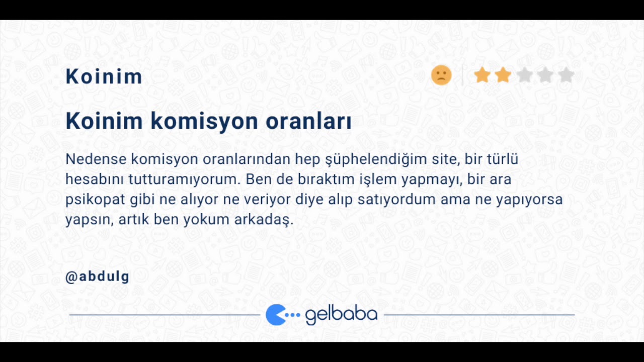 Gelbaba | Koinim - Komisyon oranları