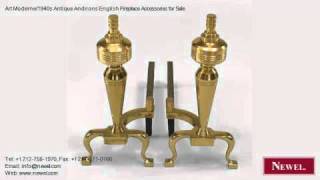 Art Moderne1940S Antique Andirons English Fireplace Accesso