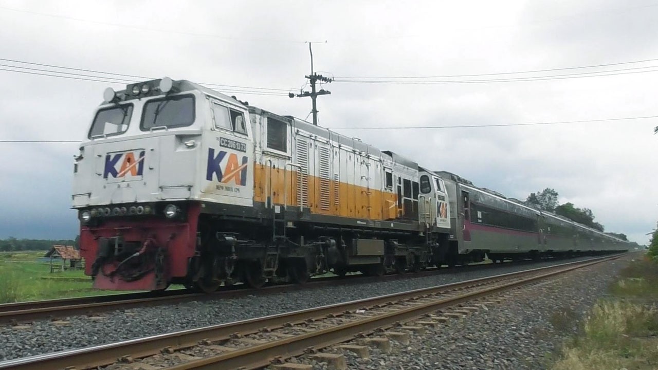 Kecepatan Pelan Akibat Narik Beban Lokomotif cc206 dan 201 Narik Gerbong Kontainer Panjang