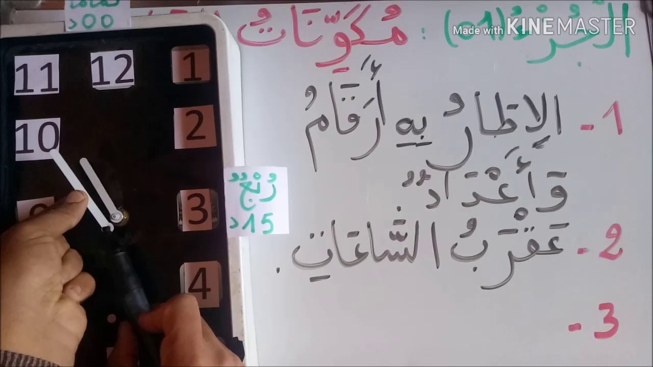 قراءة الساعة ( مكونات الساعة)  الجزء الاول. للسنة 1 و2