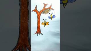 Honey Bee drawing 🐝 Beehive drawing easy #short