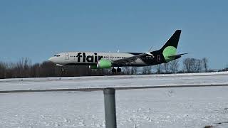 Flair 737-MAX8 crosswind landing at Waterloo International - YKF - *4K*