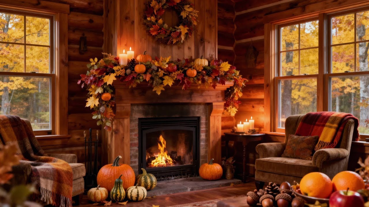 Thanksgiving Fireplace Ambience | Warm, Golden, and Deeply Relaxing