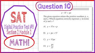 Question 10 from SAT Digital Practice Test 9, MATH Section 2 Module 1