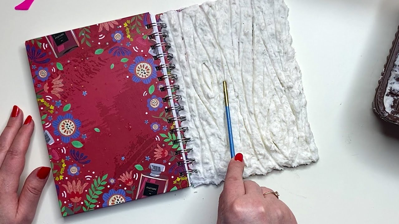 DIY Papier-mâché notepad decor | Imitation wood bark