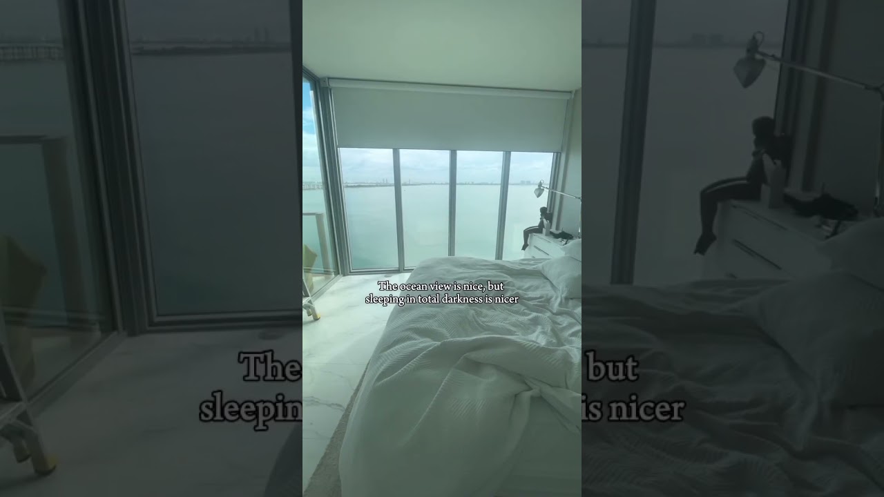 Blackout Blinds in ocean view bedroom 