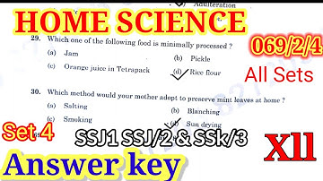 Home Science clas 12 answer key 2021 SSJ1/SSJ2/SSK3 | CBSE class 12 Home Science answer key 2021
